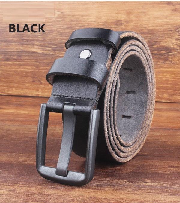 Leather Head Layer Pure Cowhide Wide Pin Buckle Belt - BUNNY BAZAR