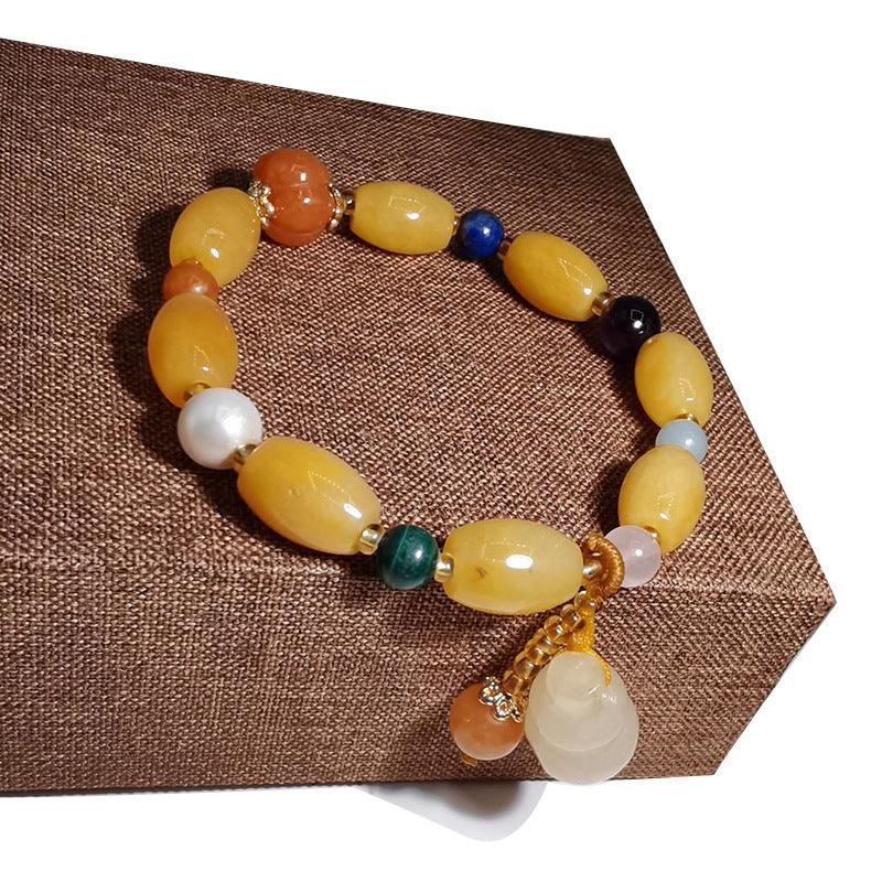 Gold Silk Jade Ethnic Style Bracelet - BUNNY BAZAR
