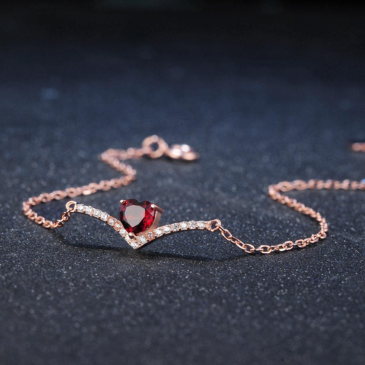 Natural Heart-shaped Red Garnet Set - BUNNY BAZAR