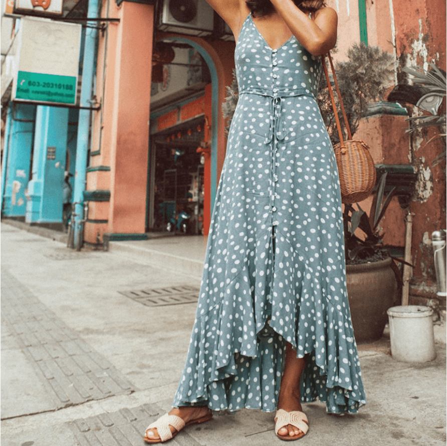 Polka dot ruffled print dress - BUNNY BAZAR