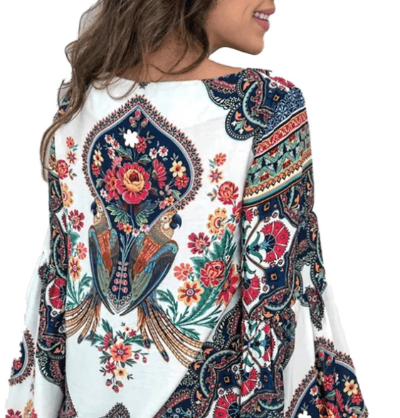 Round Neck Lantern Sleeve Shirt - BUNNY BAZAR