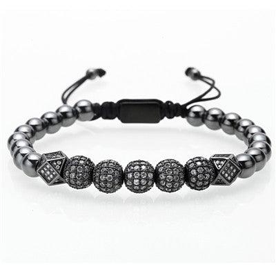Micro inlay black diamond ball bracelet - BUNNY BAZAR