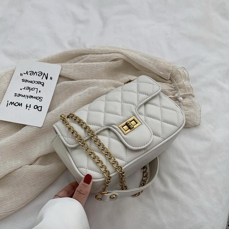 One-shoulder diamond chain crossbody all-match small square bag - BUNNY BAZAR