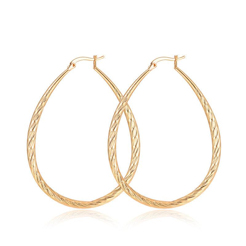Golden Drop-Shaped Textured Frosted Earrings - BUNNY BAZAR