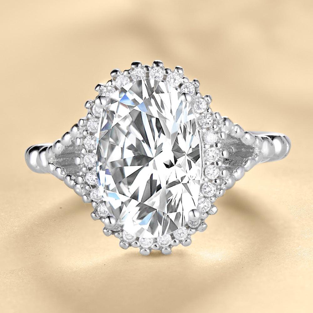 Inlaid Oval Super Flash Large Zircon Ring - BUNNY BAZAR