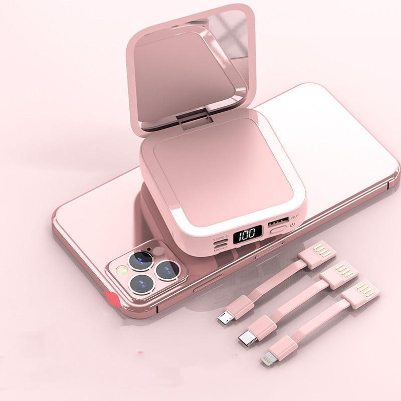 Beauty Mirror Power Bank Comes With Cable Portable Mini - BUNNY BAZAR