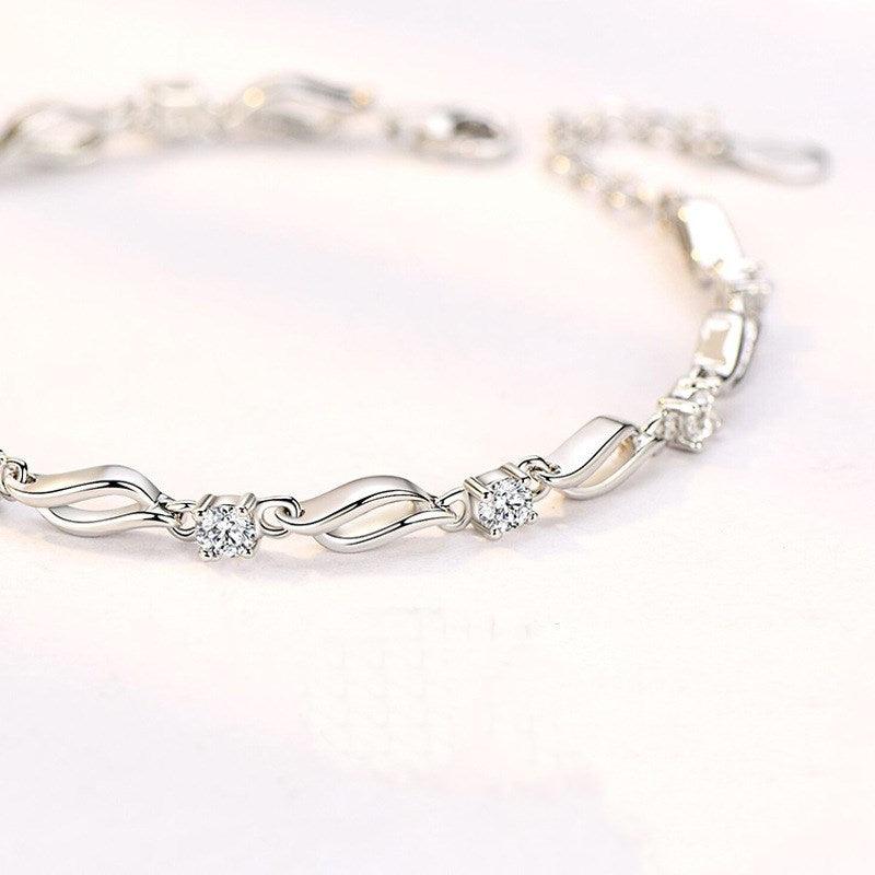 925 Sterling silver crystal love bracelet - BUNNY BAZAR