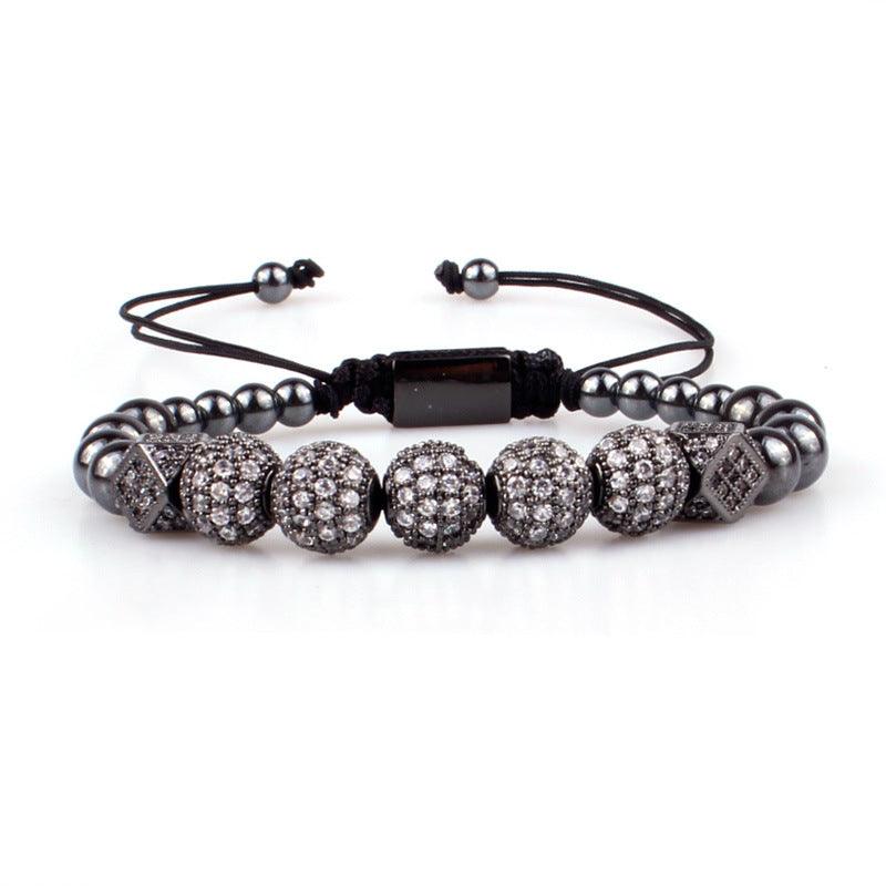 Micro inlay black diamond ball bracelet - BUNNY BAZAR