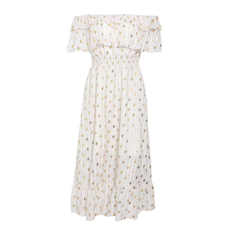 Off-shoulder ruffled polka dot dress - BUNNY BAZAR