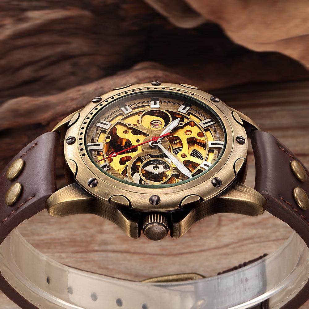 Mens Skeleton Steampunk Automatic Mechanical Watch - BUNNY BAZAR