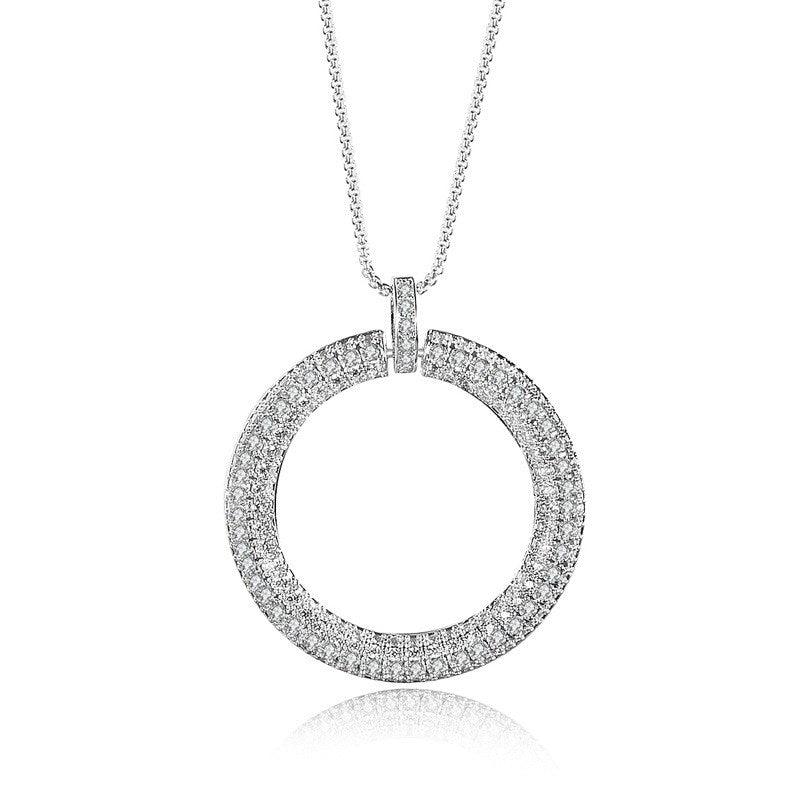 Fashion Simple Necklace With Zircon Inlaid Large Disc - BUNNY BAZAR