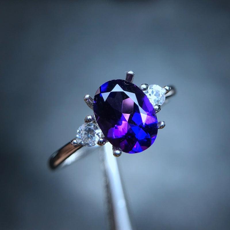 Japan and South Korea Light Edition 925 Silver Amethyst Ring - BUNNY BAZAR
