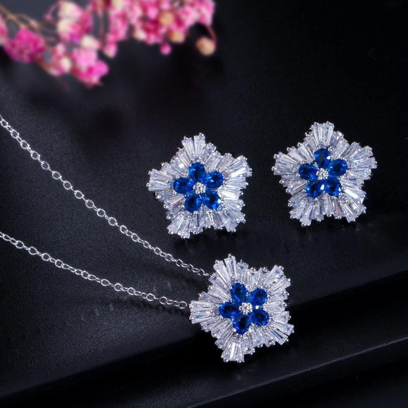 Zircon Crystal, Jewelry, Necklace, Earrings And Earrings Set - BUNNY BAZAR