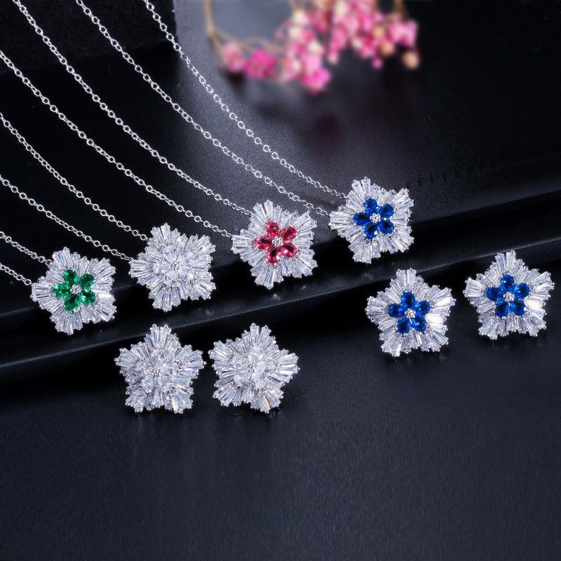 Zircon Crystal, Jewelry, Necklace, Earrings And Earrings Set - BUNNY BAZAR