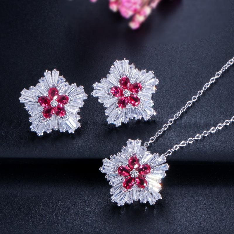 Zircon Crystal, Jewelry, Necklace, Earrings And Earrings Set - BUNNY BAZAR