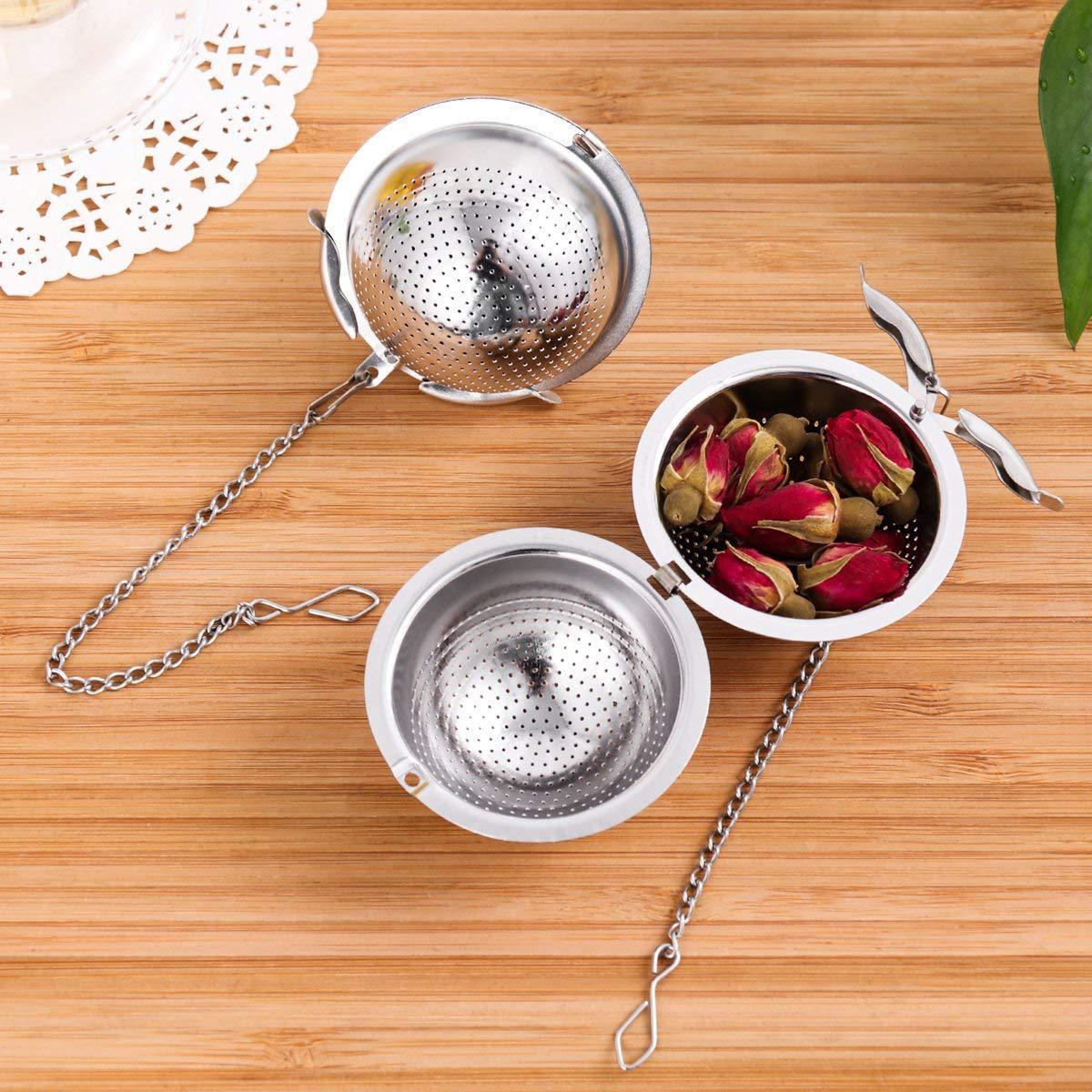 Modern Minimalist Stainless Steel Tea Ball Chain Tea Drain Office Round Spherical Tea Filter - BUNNY BAZAR