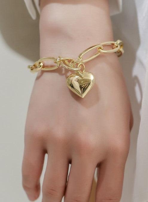 Classic Korean Style Golden Heart-Shaped Bracelet - BUNNY BAZAR