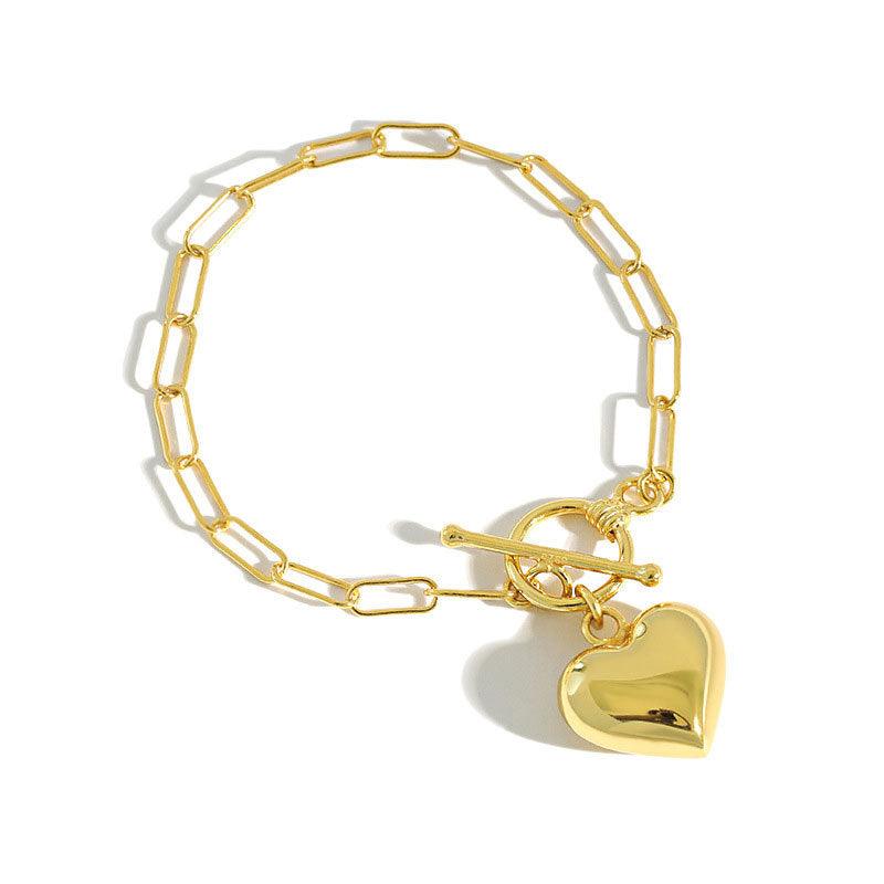 Classic Korean Style Golden Heart-Shaped Bracelet - BUNNY BAZAR