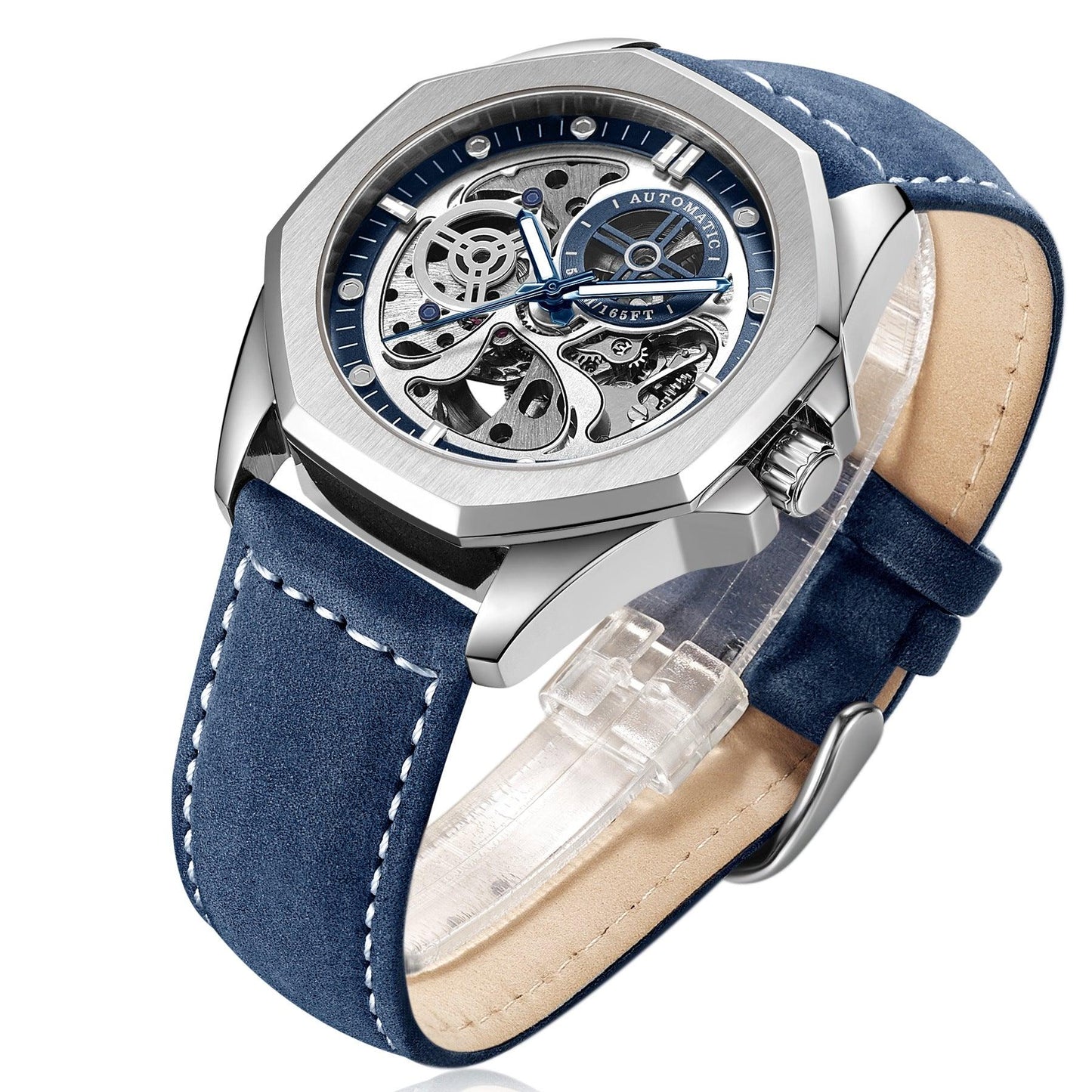 New Hollow Automatic Mens Leather Belt Waterproof Mechanical Watch - BUNNY BAZAR