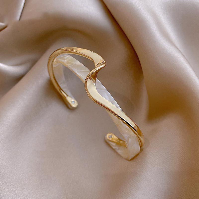 Metal White Shellfish Plate Bracelet For Women Opening Adjustable 2 Layers Design Llight Luxury Female Fashion Jewelry Gifts - BUNNY BAZAR