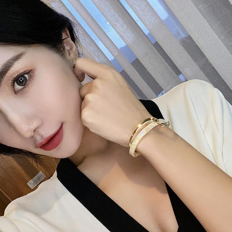 Metal White Shellfish Plate Bracelet For Women Opening Adjustable 2 Layers Design Llight Luxury Female Fashion Jewelry Gifts - BUNNY BAZAR