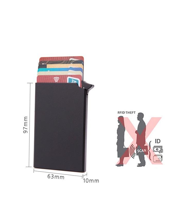 Metal Aluminum Anti-theft Brush Anti-magnetic RFID Wallet Automatic Card Box - BUNNY BAZAR
