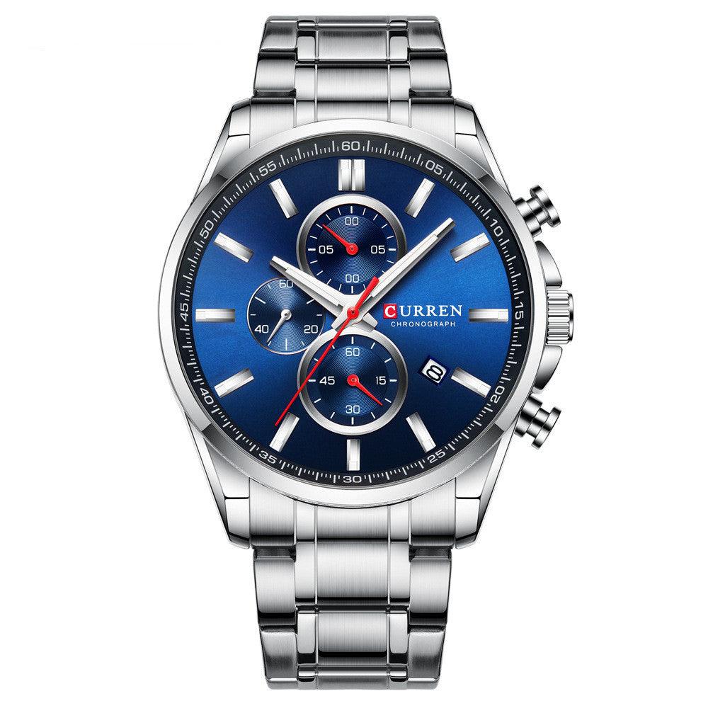 Men'S Watch Waterproof Quartz Watch Six-Hand Watch Calendar Watch Steel Band Men'S Watch - BUNNY BAZAR