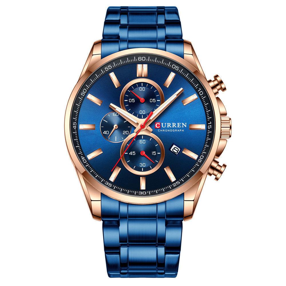 Men'S Watch Waterproof Quartz Watch Six-Hand Watch Calendar Watch Steel Band Men'S Watch - BUNNY BAZAR
