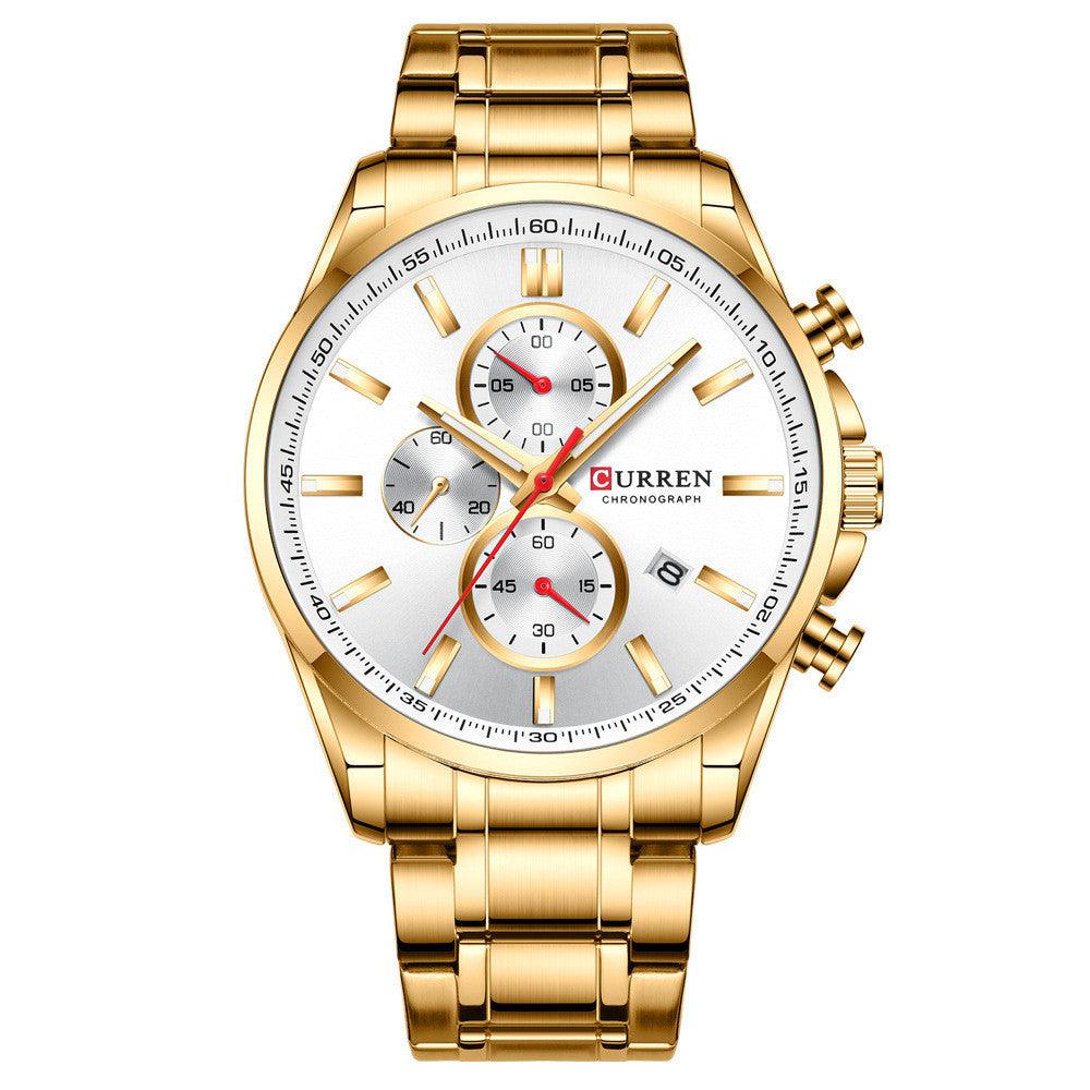 Men'S Watch Waterproof Quartz Watch Six-Hand Watch Calendar Watch Steel Band Men'S Watch - BUNNY BAZAR