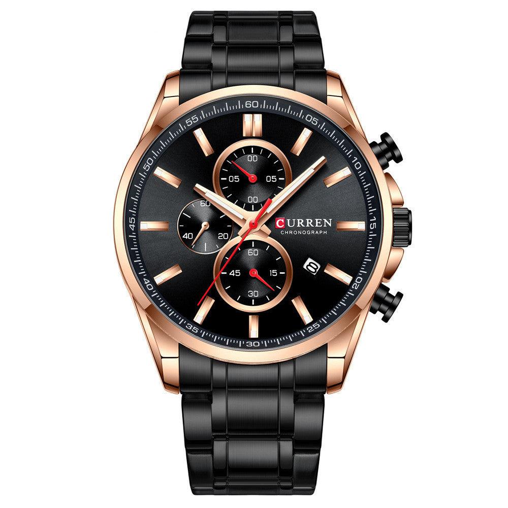 Men'S Watch Waterproof Quartz Watch Six-Hand Watch Calendar Watch Steel Band Men'S Watch - BUNNY BAZAR