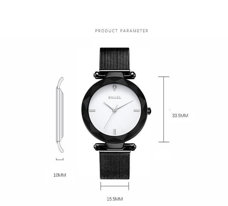 Elegant Temperament Simple Quartz Ladies Metal Mesh Strap Watch - BUNNY BAZAR