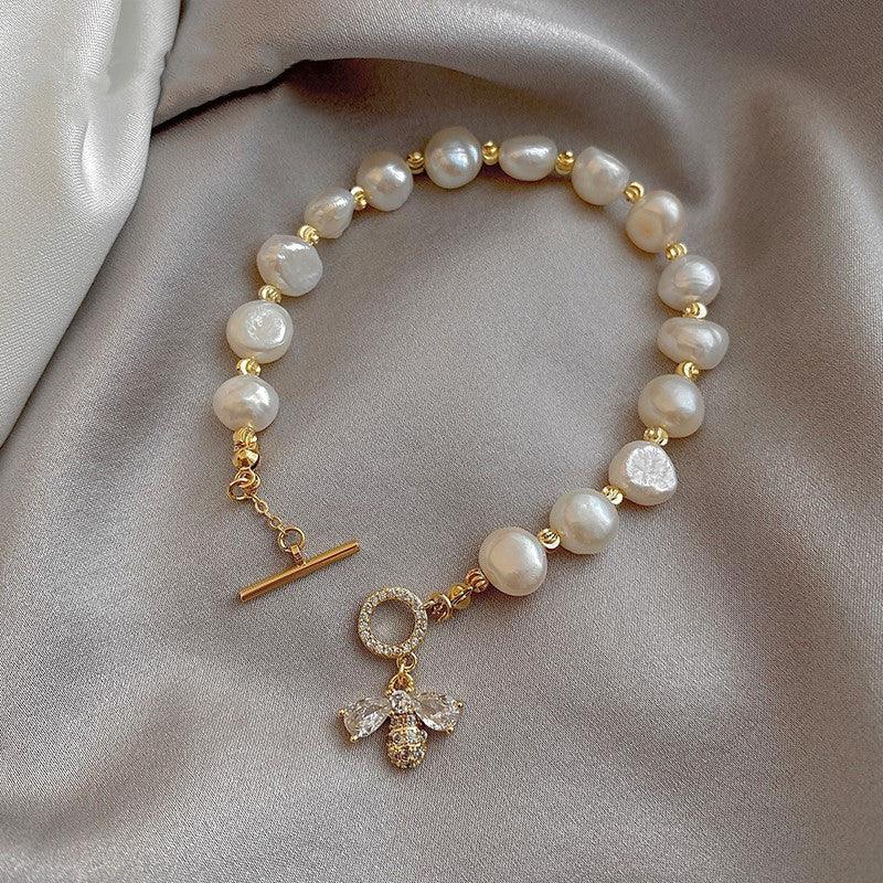 Pearl Braided Bracelet Bracelet Natural Water New Products Student'S Best Hand Ornaments Ins Niche Design Net Red Sisters - BUNNY BAZAR