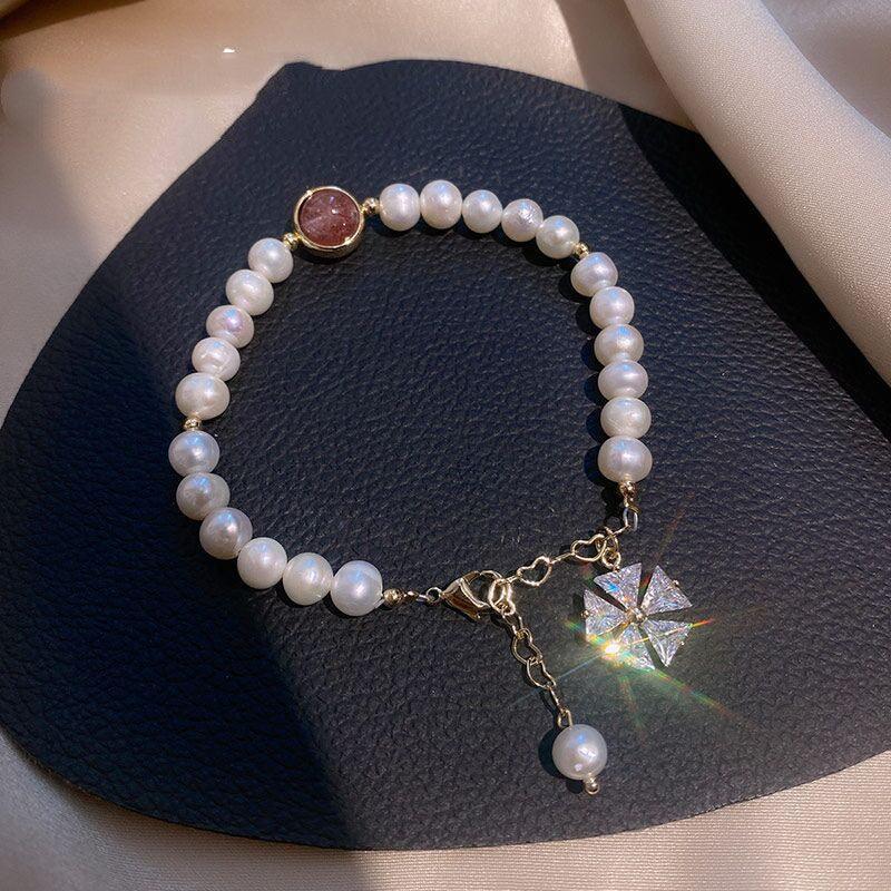 Pearl Braided Bracelet Bracelet Natural Water New Products Student'S Best Hand Ornaments Ins Niche Design Net Red Sisters - BUNNY BAZAR