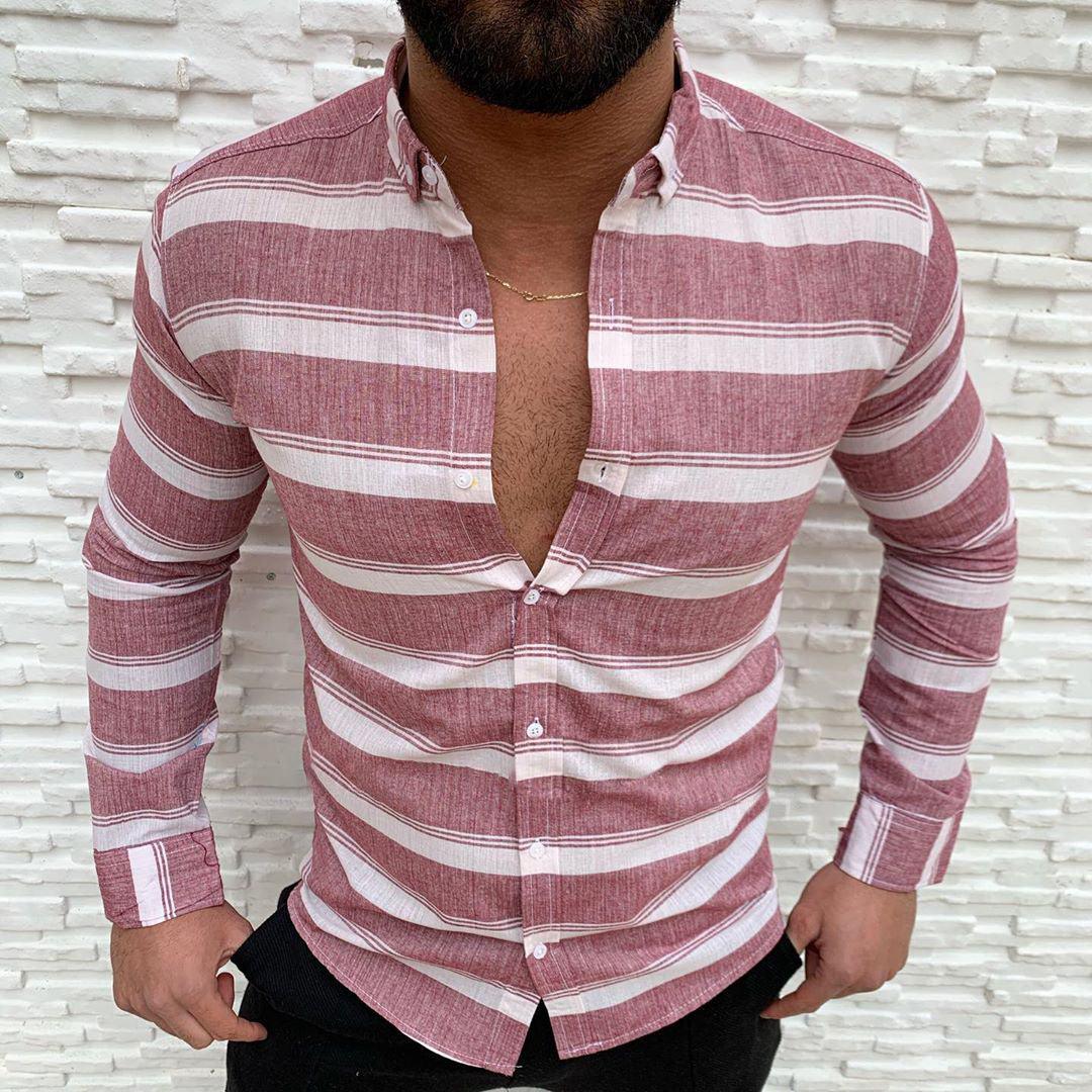 Lapel Button Long-sleeved Men's Casual Shirt - BUNNY BAZAR