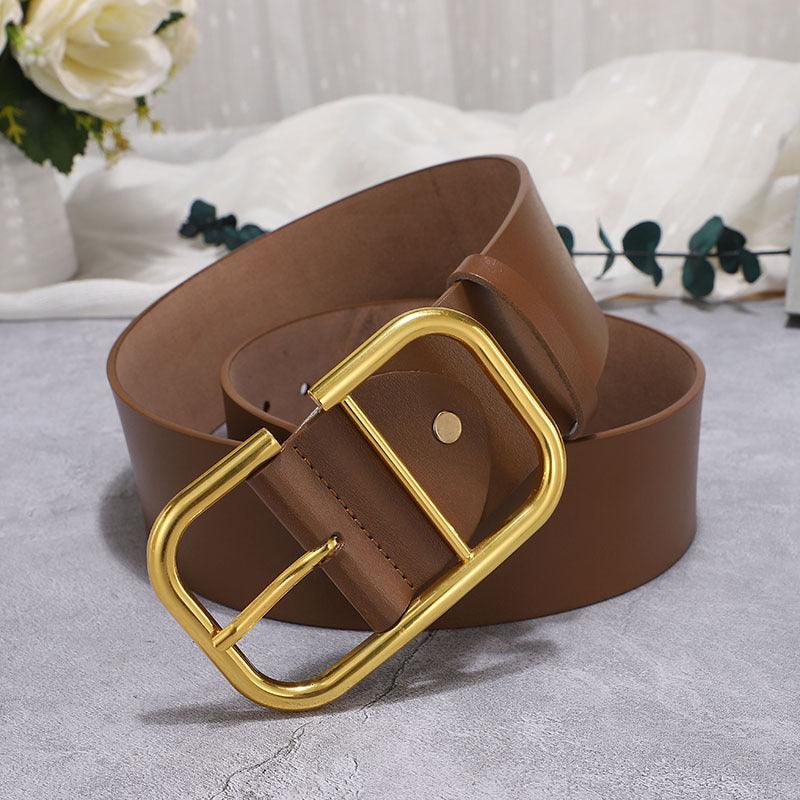 Cowhide Wide Belt Girdle Decoration Skirt Windbreaker Belt - BUNNY BAZAR
