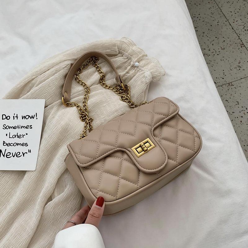 One-shoulder diamond chain crossbody all-match small square bag - BUNNY BAZAR