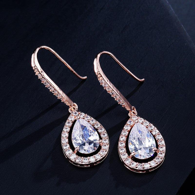Micro-inlaid AAA Zircon Personality Drop-shaped Ear Hooks - BUNNY BAZAR