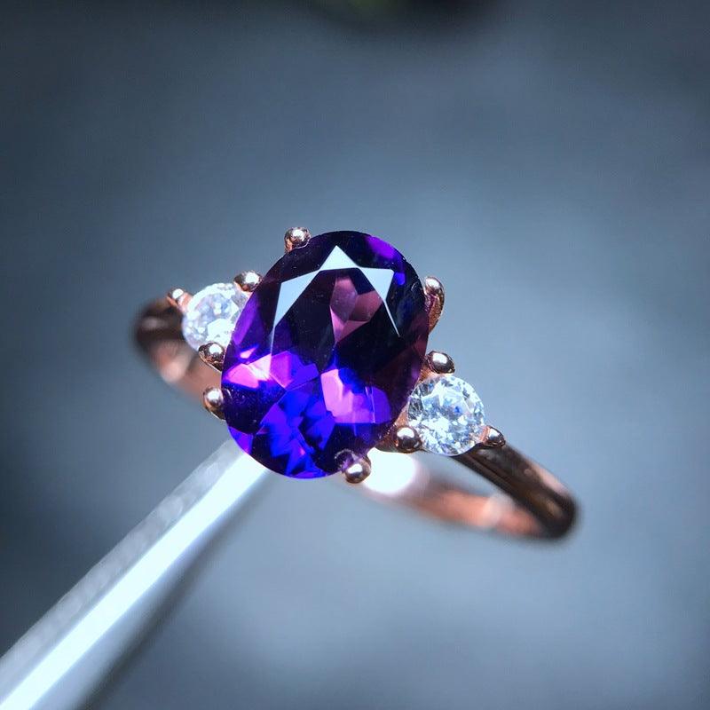 Japan and South Korea Light Edition 925 Silver Amethyst Ring - BUNNY BAZAR