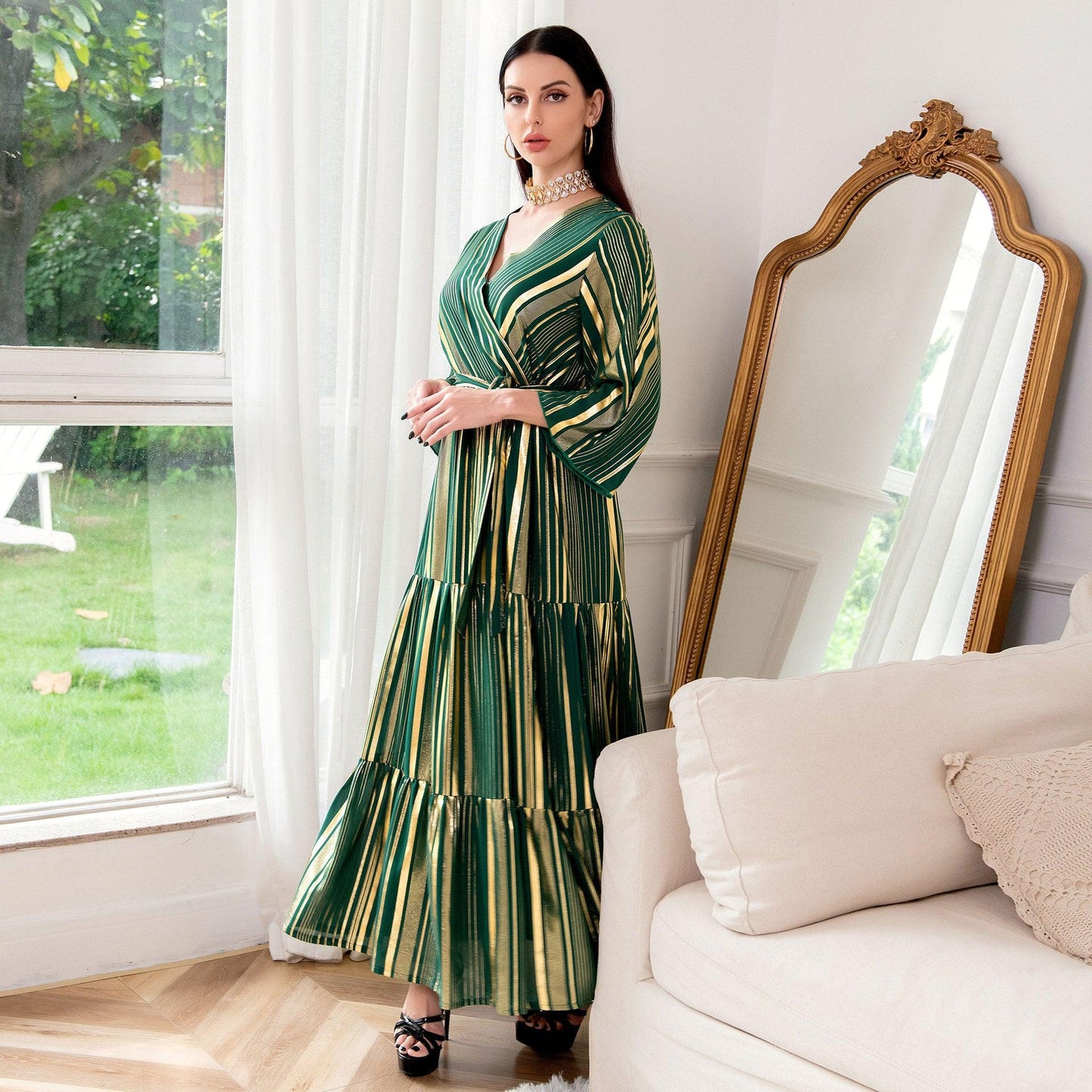 Muslim Bronzing Craft Dress Women Party Dress - BUNNY BAZAR