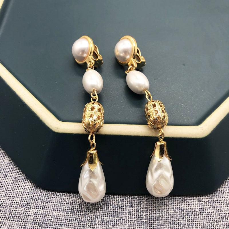 White Pearl Earrings Earrings Retro Drop Earrings - BUNNY BAZAR