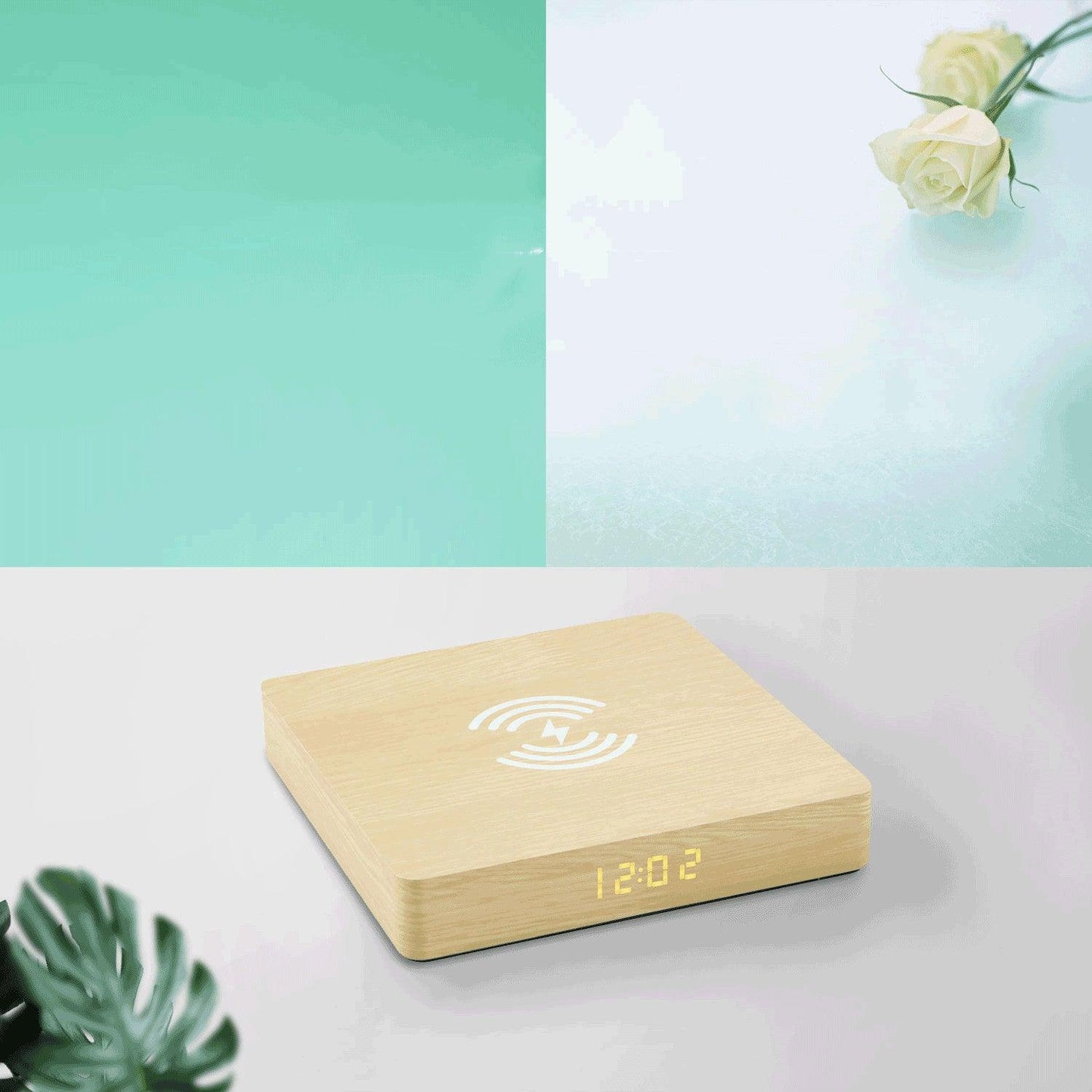 NEW Digital Wooden Clock with Wireless Charging for iPhone - BUNNY BAZAR