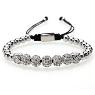 Micro inlay black diamond ball bracelet - BUNNY BAZAR