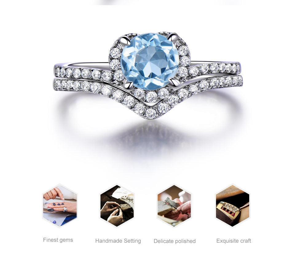 Luxury Sky Blue Topaz Ring Women - BUNNY BAZAR