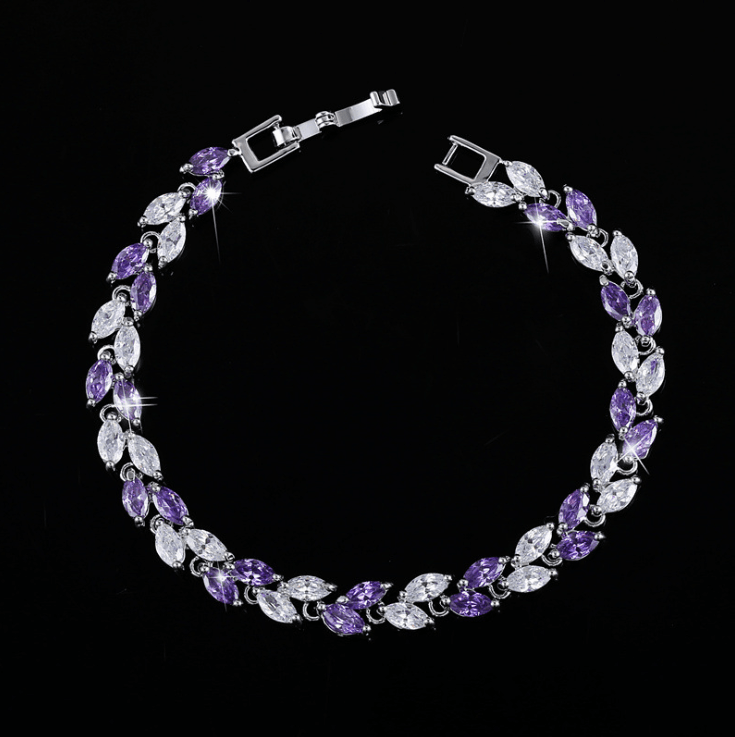 Korean Korean fashion hand jewelry small leaf AAA zircon bracelet jewelry - BUNNY BAZAR