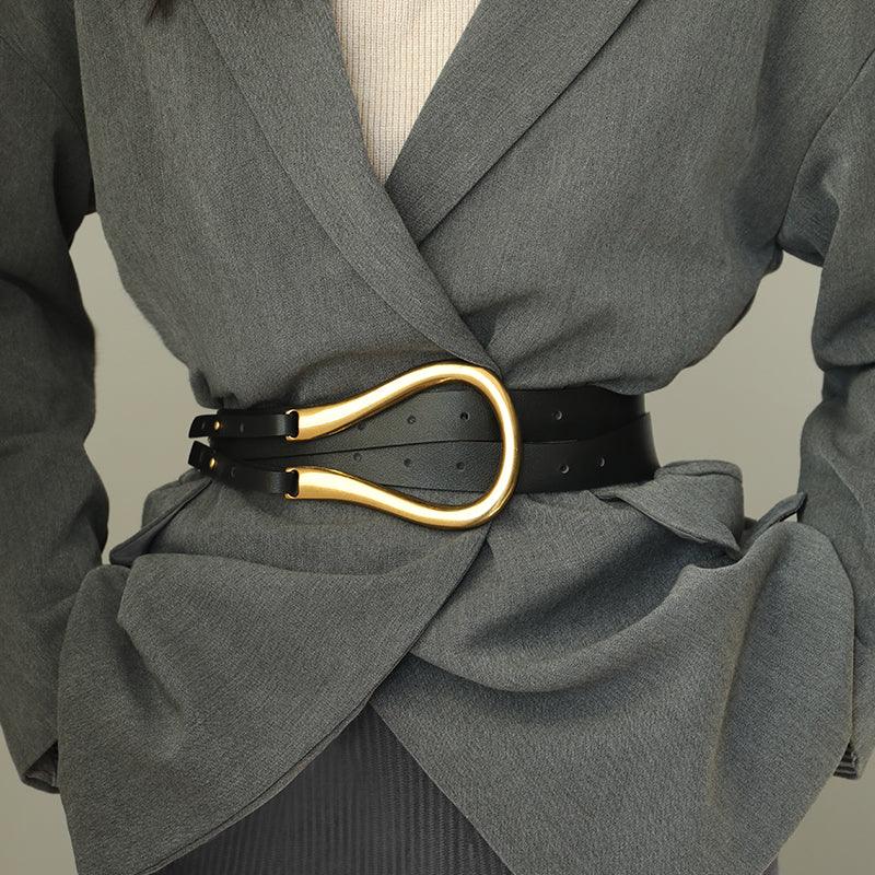 Retro gold copper buckle temperament belt - BUNNY BAZAR