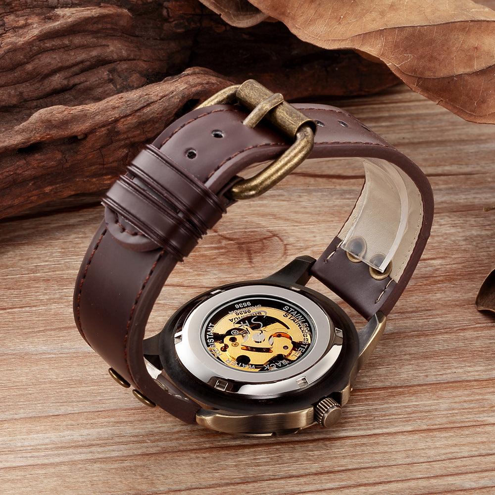 Mens Skeleton Steampunk Automatic Mechanical Watch - BUNNY BAZAR