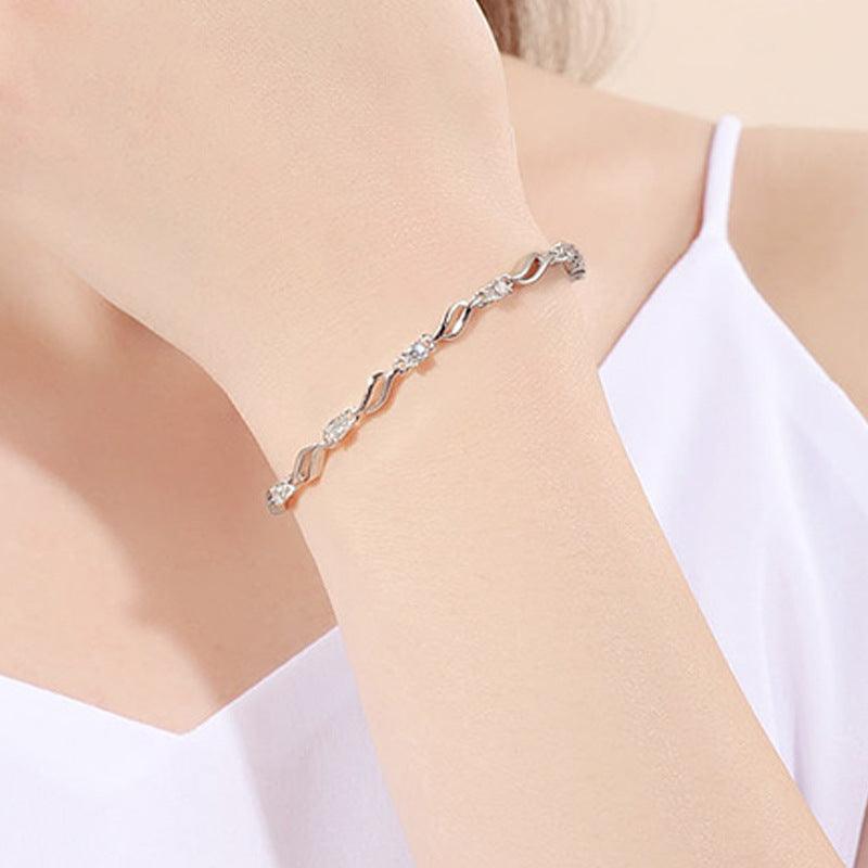 925 Sterling silver crystal love bracelet - BUNNY BAZAR