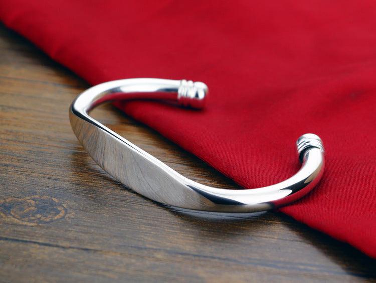 Fashionable Simple Glossy Bracelet 925 Silver Plated Men And Women Couple Bracelets - BUNNY BAZAR