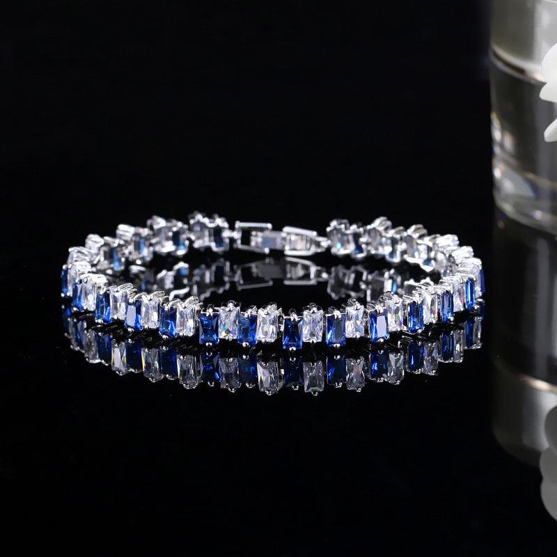 Square Blue Purple Transparent Zircon Bracelet - BUNNY BAZAR