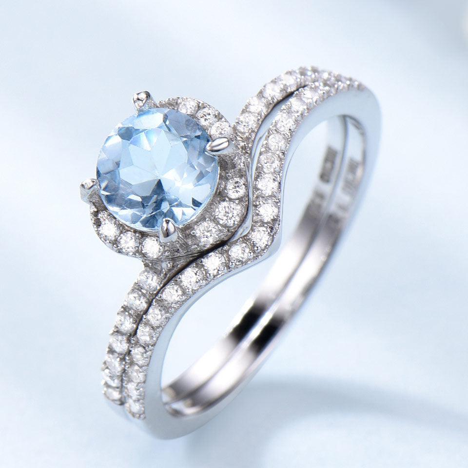 Luxury Sky Blue Topaz Ring Women - BUNNY BAZAR